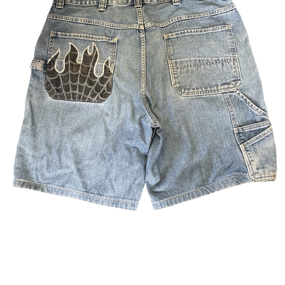 Hand Painted Spider-Man Themed Men's Jean Shorts - Light Blue - Picture 2 of 5